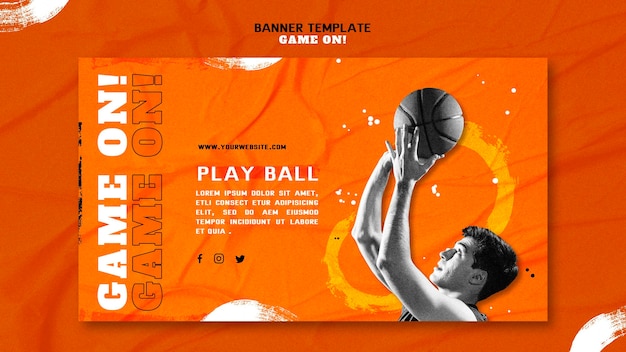PSD gratuito banner horizontal para jugar baloncesto
