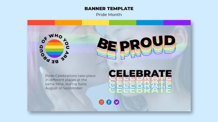 PSD gratuito banner horizontal del mes del orgullo