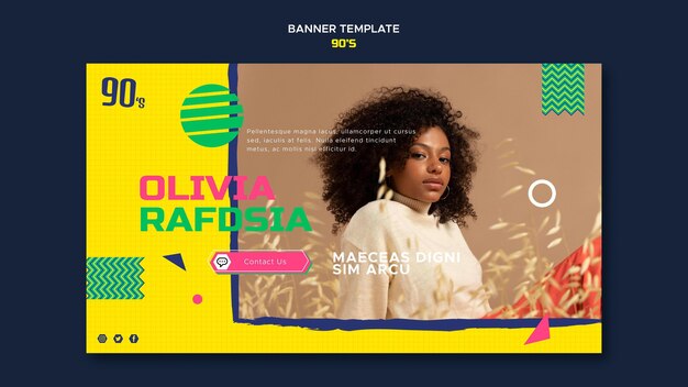 Banner horizontal de moda de los 90