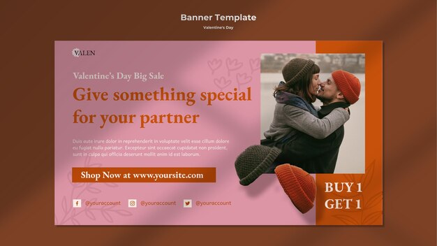 Banner horizontal con pareja romántica