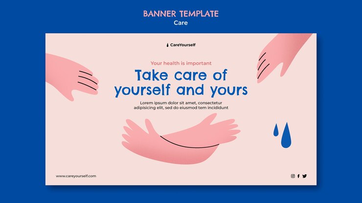 PSD Gratis banner horizontal perawatan kesehatan mental