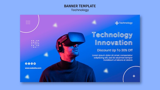 PSD gratuito banner horizontal de realidad virtual