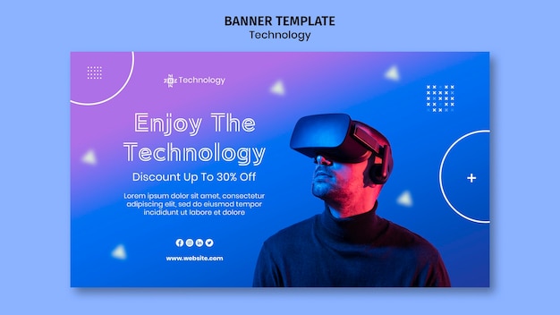 PSD gratuito banner horizontal de realidad virtual