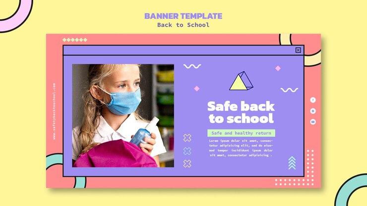 PSD gratuito banner horizontal de regreso a la escuela