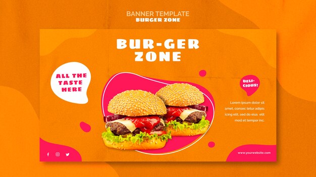 Banner horizontal para restaurante de hamburguesas.