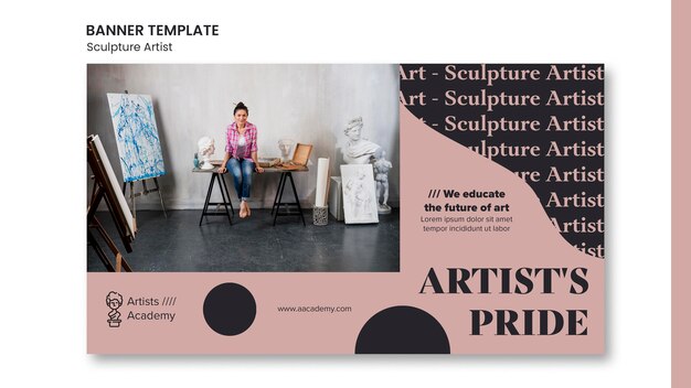 PSD gratuito banner horizontal para taller de escultura