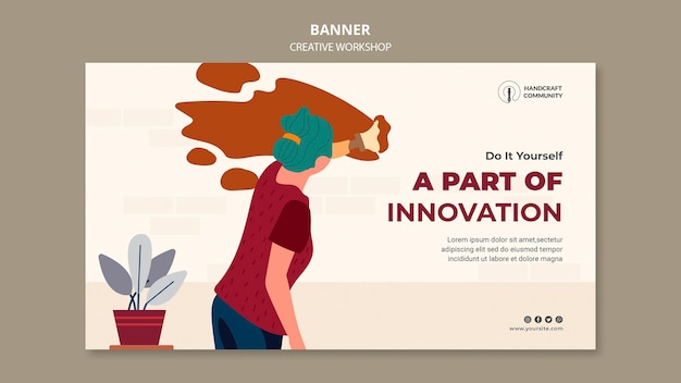 PSD gratuito banner horizontal de taller innovador