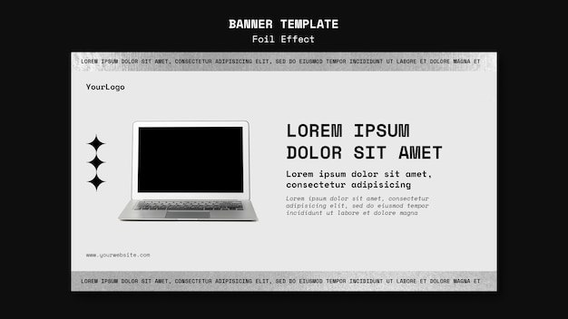 PSD gratuito banner horizontal para tecnología con efecto de lámina.