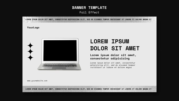 Banner horizontal para tecnología con efecto de lámina.
