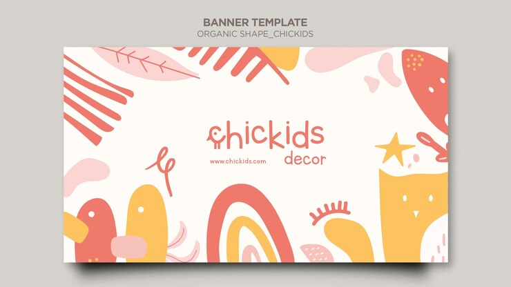 PSD gratuito banner horizontal para tienda de decoración de interiores para niños.