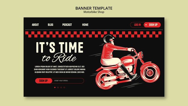 PSD gratuito banner horizontal de tienda de motos