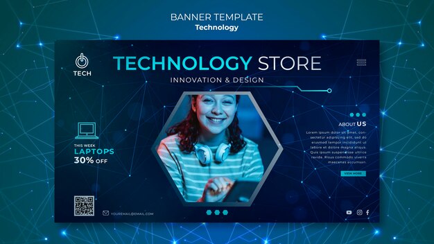 Banner horizontal para tienda techno.