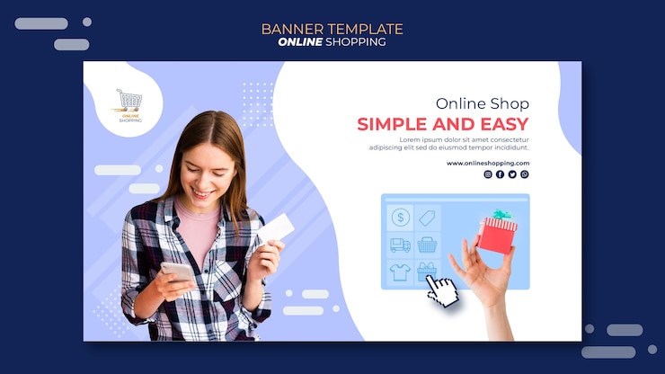 PSD Gratis banner horizontal untuk belanja online