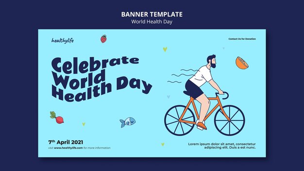 PSD gratuito banner ilustrado del día mundial de la salud