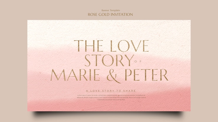 PSD gratuito banner de invitación de oro rosa degradado