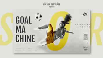 PSD gratuito banner de jugador de fútbol femenino