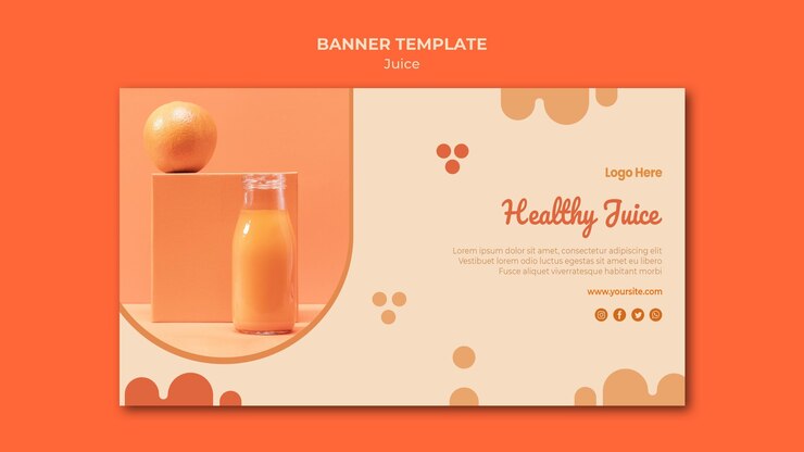 PSD gratuito banner de jugo de naranja con foto