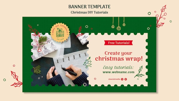 Gratis PSD banner kerst diy tutorialsjabloon