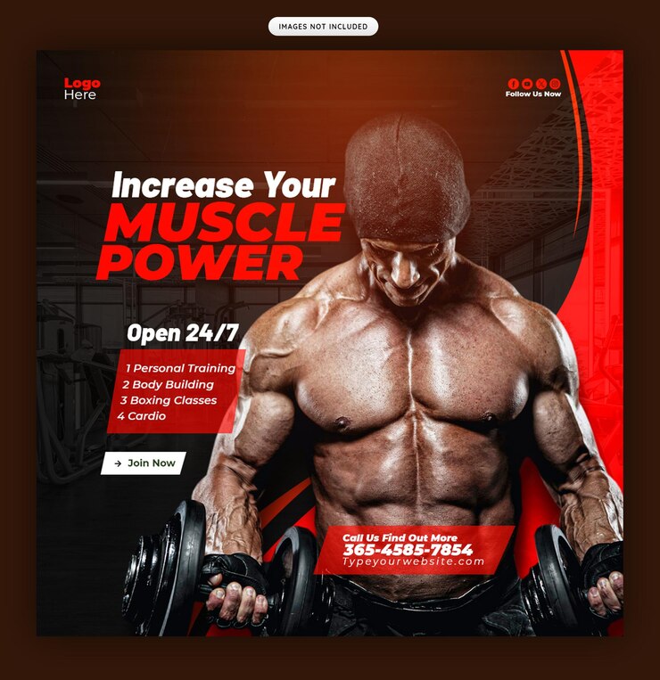 PSD Gratis banner media sosial atau templat postingan instagram untuk gym dan kebugaran