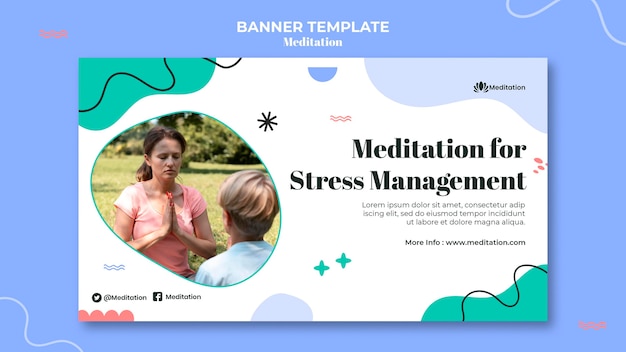 PSD gratuito banner de meditación para el manejo del estrés