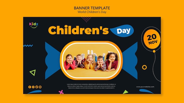 Banner modello di annuncio per la giornata dei bambini