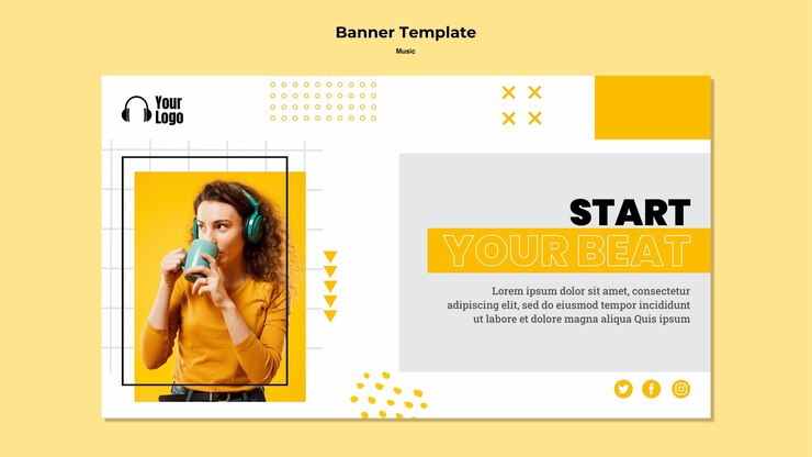 PSD gratuito banner modello piattaforma musicale