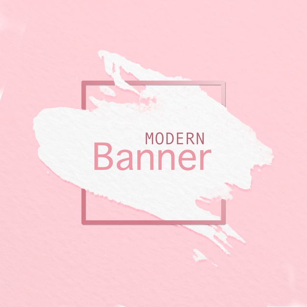 Banner moderno de pincel sobre fondo rosa
