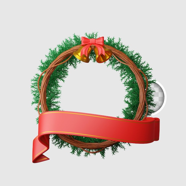 Banner de navidad con corona de navidad ilustración 3d