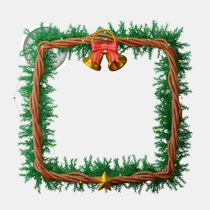 PSD gratuito banner de navidad con marco de navidad ilustración 3d