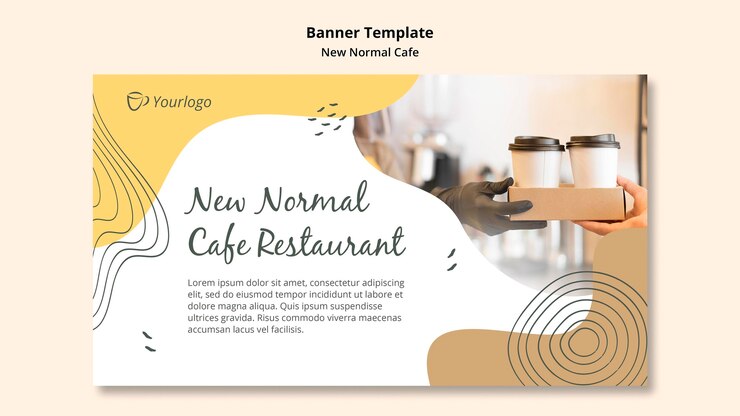 PSD Gratis banner new normal cafe ad template