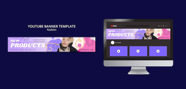 PSD gratuito banner de la nueva colección de moda de youtube