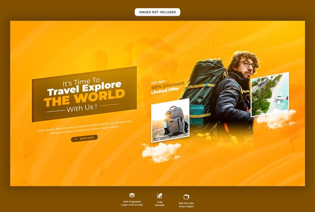 Banner o plantilla de fondo para la web de viajes y turismo