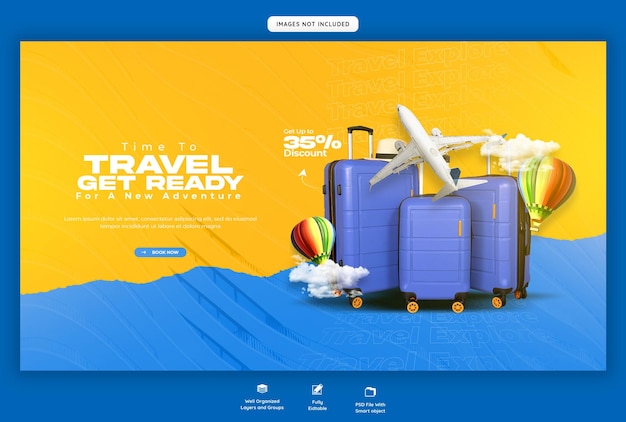 Banner o plantilla de fondo para la web de viajes y turismo