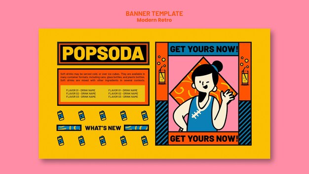 Banner orizzontale con design vintage moderno per bevande analcoliche