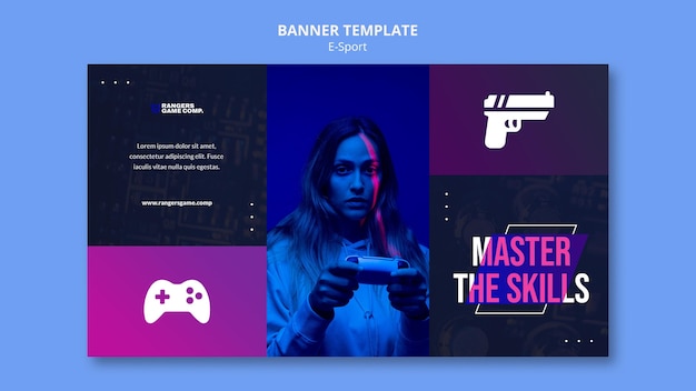 Banner orizzontale del giocatore di videogiochi