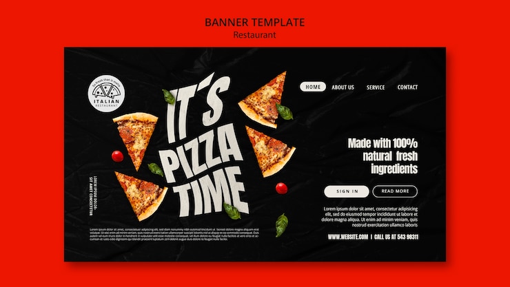 PSD gratuito banner orizzontale delizioso cibo italiano