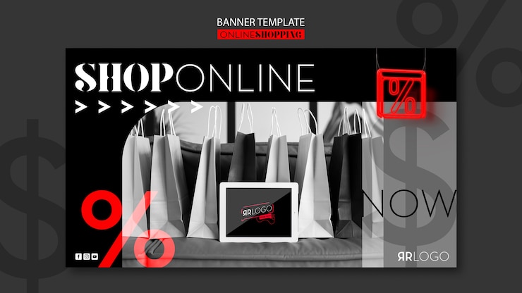 PSD gratuito banner orizzontale dello shopping di moda online
