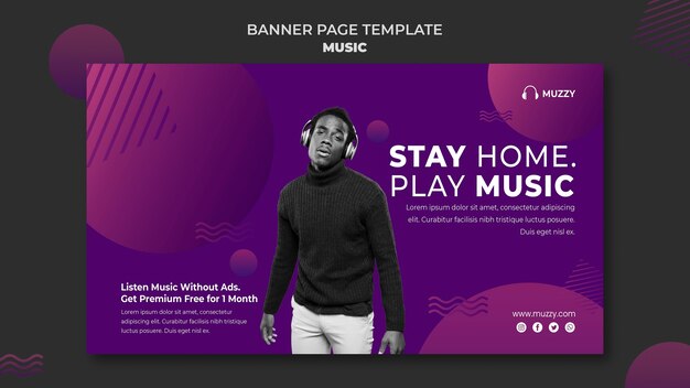 Banner orizzontale di ascolto di musica