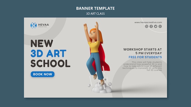 Banner orizzontale di classe d'arte 3D