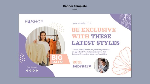 Banner orizzontale di grande vendita di moda