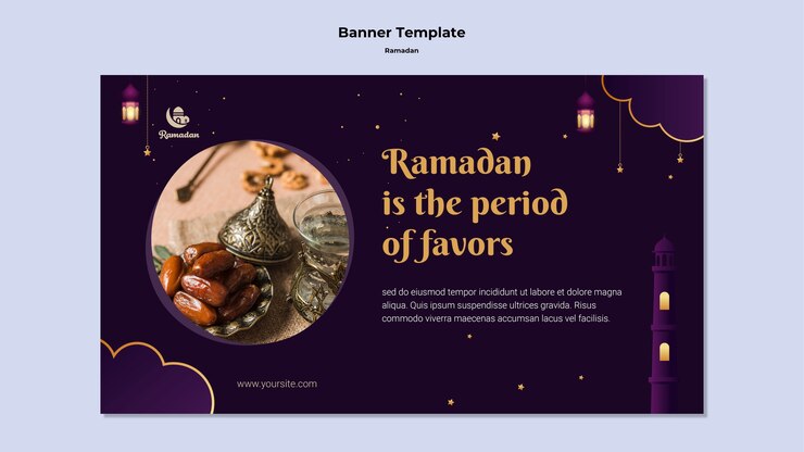 PSD gratuito banner orizzontale felice ramadan