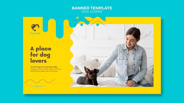 Banner orizzontale per amanti dei cani con proprietaria