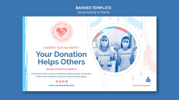 Banner orizzontale per attività sociale e beneficenza