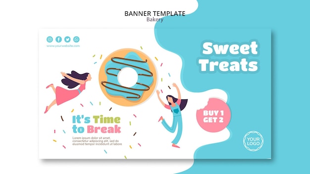 Banner orizzontale per ciambelle dolci al forno