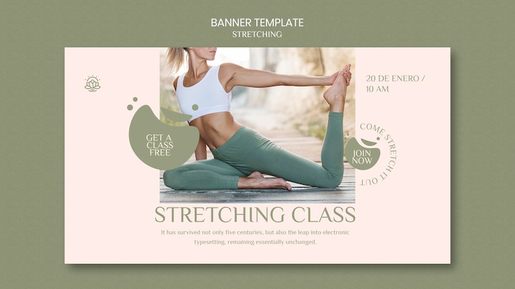 PSD gratuito banner orizzontale per corso di stretching