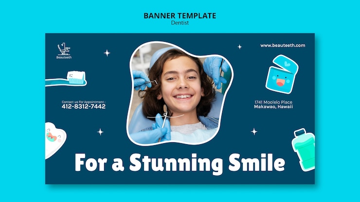 PSD gratuito banner orizzontale per cure odontoiatriche