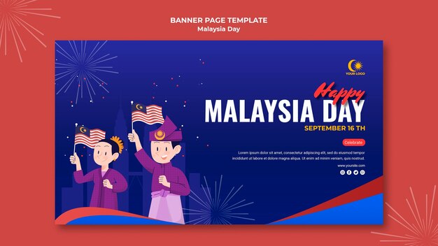 Banner orizzontale per la celebrazione del giorno della malesia