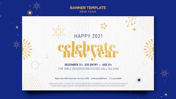 PSD gratuito banner orizzontale per la celebrazione della festa di capodanno