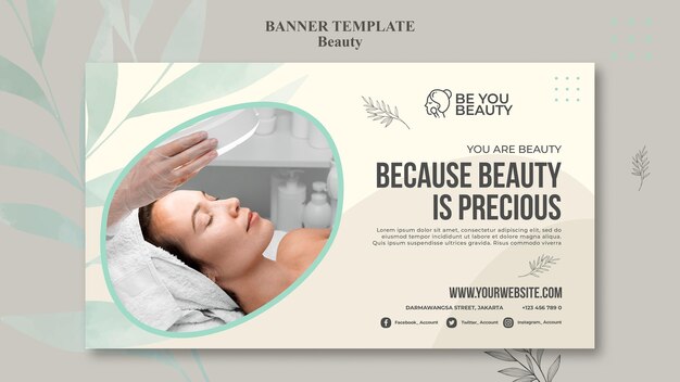 Banner orizzontale per la cura della pelle e la bellezza con la donna