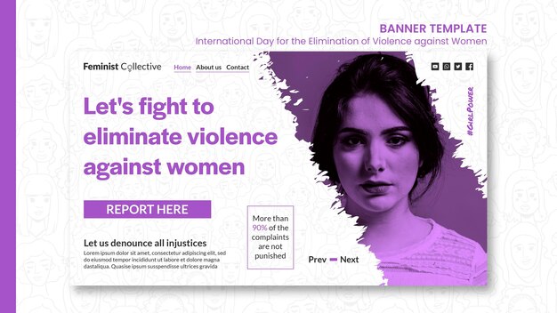 Banner orizzontale per la giornata internazionale per l'eliminazione della violenza contro le donne